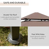 8' x 5' BBQ Grill Gazebo Tent with Double Tiered Canopy for Outdoor Sun Shade, Coffee