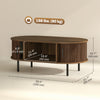 Coffee Table with Sliding Tambour Doors and Storage Center Table with Metal Legs, 39