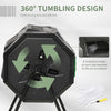 Tumbling Compost Bin Outdoor Dual Chamber 360° Rotating Composter 43 Gallon w/ Sliding Doors & Solid Steel Frame, Green