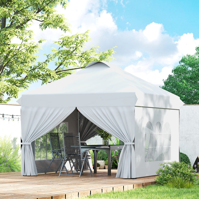 10' x 10' Pop Up Canopy Tent, Instant Sun Shelter, Tents for Parties, with Wheeled Carry Bag, for Outdoor, Garden, Patio, White