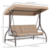 Convertible Patio Swing Bed with Canopy and Cushions, 3 Seater Porch Swing for Outdoor, Backyard, Garden