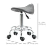 Saddle Stool, PU Leather Adjustable Rolling Salon Chair for Massage, Spa, Clinic, Beauty and Tattoo, Grey