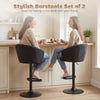 Bar Stools Set of 2, Swivel Counter Height Barstools with Back, Footrest, Adjustable Height, Beige