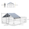Chicken Run, 23' x 6.6' Metal Chicken Coop with Waterproof and Anti-UV Cover, Spire Roof, Door, for 12-14 Chickens, Ducks, Rabbits, Sliver