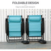 2 Piece Foldable Lounge Chair with Canopy Shade, Outdoor Zero Gravity Chair w/ Side Tray & Cup Holder, Reclining Lounger w/ Breathable Mesh Fabric Seat, Pillow, Sky Blue