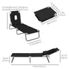Adjustable Outdoor Lounge Chair, Garden Folding Chaise Lounge with Face Hole Reclining Tanning Chair Seat, Folding Camping Beach Lounging Bed w/ Support Pillow, Black