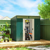 6.5x4FT Galvanised Metal Shed with Foundation Kit, Lockable Garden Tool Storage House with Sliding Doors, Vents