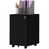 Vertical Steel Filing Cabinet on Wheels, 3-Drawer Lockable File Cabinet with Adjustable Hanging Bar for A4, Legal and Letter Size, for Home Office, Black