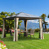 10' x 12' Hardtop Gazebo Canopy with Polycarbonate Roof, Aluminum Frame, Netting, Curtains and Ceiling Hook