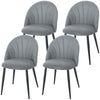 Modern Dining Chairs Set of 4, Upholstered Dining Room Chairs with Metal Legs, Shell Backrest, Padded Seat, Grey