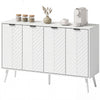 Modern Sideboard and Buffet, Dining Room Cabinet with Adjustable Shelves and 4 Doors, White