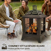Wood-Burning Fire Pit, Chimney Style Firepit with Poker, 28