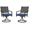 2 Pieces Patio Swivel Chairs with Cushion, Outdoor Swivel Rocker with Curved Armrests, Backrest for Garden, Balcony, Porch, Navy Blue