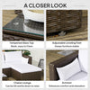 3pcs Modern Rattan Sofa Set, Wicker Patio Furniture Set with Coffee Table, Cushions, Pillows