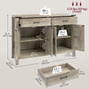 Side Cabinet, Farmhouse Kitchen Storage Cabinet w/ 2 Drawers and Shelves for Living Room, Entryway