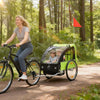 2-Seat Child Bike Trailer for Kids with a Strong Steel Frame, 5-Point Safety Harnesses, & Comfortable Seat, Green