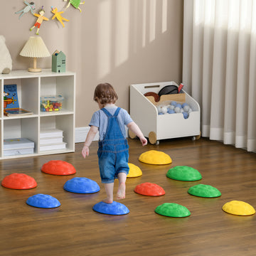 12 PCs Balance Stepping Stones for Kids with Anti-slip Mat, Turtle Shell Design, for Ages 3-8 Years, Stackable