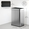 14.5 Gallon Sensor Can, Automatic Garbage Can with Soft-Close Butterfly Lid, Fingerprint-Proof Stainless Steel, Silver