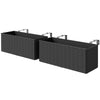 2 Pack 20 Inch Hanging Flower Pots, Railing Planter Box for Fence, Garden, Rattan Look, Black
