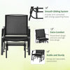 3 Piece Patio Glider Set Outdoor Gliders with Breathable Mesh Seat, Glass Top Table for Garden, Yard, Black