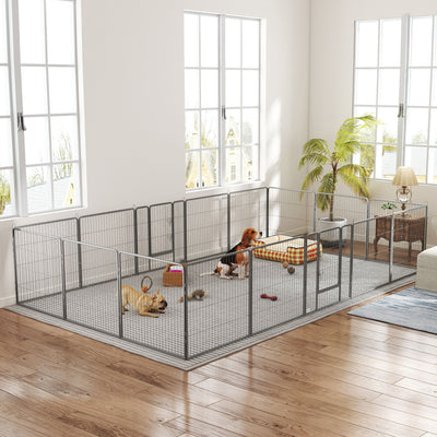 Heavy Duty Pet Playpen, 16 Panels Steel Dog Fence Puppy Exercise Pen with 2 Doors Locking Latch, 31.5