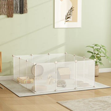 Small Animal Cage Plastic Chinchilla Cage 12 Panels for Guinea Pig, 18