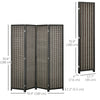 4 Panel Room Divider, 6 Ft Tall Indoor Portable Folding Privacy Screens, Bamboo Hand-Woven Freestanding Partition Wall Divider for Home Office, Brown
