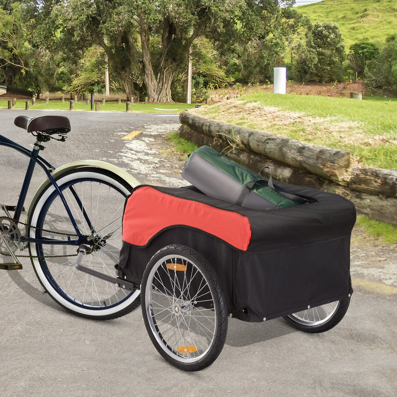 Bike Cargo Trailer Bicycle Luggage Carrier Cart with Cover Black Red