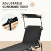 2 Piece Folding Outdoor Chaise Lounges, Pool, Sun, Tanning Chairs with Reclining Back, Sunshade for Beach, Patio, Black