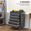 Rolling Tool Chest, 5-Drawer Lockable Tool Cabinet with 4 Wheels, Handle, Toolbox Storage Organizer for Garage, Workshop, Repair Shop