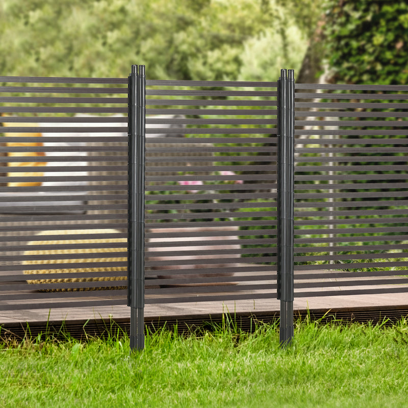 Picket Metal Garden Fence for Hard & Soft Ground, 5 ft(H) Standing Outdoor Fencing with Feet, Animal Barrier Flower Bed Landscape Edging, Brown