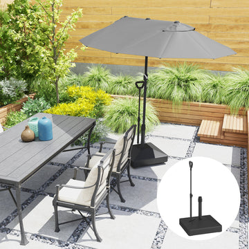 Square Plastic Patio Umbrella Base with Adjustable Wheels, Handle, Outdoor Patio Umbrella Stand, Filled Up to 121lb with Stand, 99lb with Water for Garden Poolside, Black