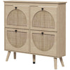 Shoe Cabinet for entryway, Shoe Storage Cabinet with 4 Flip Drawers and Adjustable Shelves for 20 Pairs of Shoes, Oak
