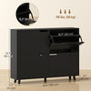 Narrow Shoe Cabinet, Shoe Storage Cabinet with 4 Flip Drawers and Adjustable Shelves for 16 Pairs of Shoes, Black