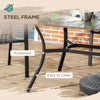 Steel Frame 59 Inch Outdoor Dining Table for Six with Parasol Hole, Wood Grain Tabletop, for Backyard, Garden, Brown