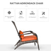 Patio Wicker Adirondack Chair, Outdoor PE Rattan Fire Pit Chair, Muskoka Chair w/ Soft Cushions, Tall Curved Backrest and Comfortable Armrests for Deck Garden, Orange