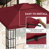 10' x 10' Square 2-Tier Gazebo Canopy Replacement Top Cover Outdoor Garden Sun Shade, Wine Red