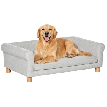 Modern Pet Sofa Cat or Medium Large Dog Bed W/ Removable Seat Cushion, Light Grey