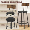 Bar Table Set Counter Height Barstools Set of 2 PU Cushioned Seats Rustic Brown