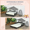 Outdoor Dog House Extendable Wicker Dog Bed with Soft Cushion Washable Cover, for Small and Medium Dogs, Cream White