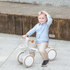 Qaba Toddler Balance Bike for 12–36 Months with Adjustable Seat, Removable Basket, 4 Silent Wheels, Brown