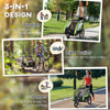 3-in-1 Bike Trailer for Kids, Running Stroller with 2 Seats, Jogging Cart with 5-Point Harness, Storage Units