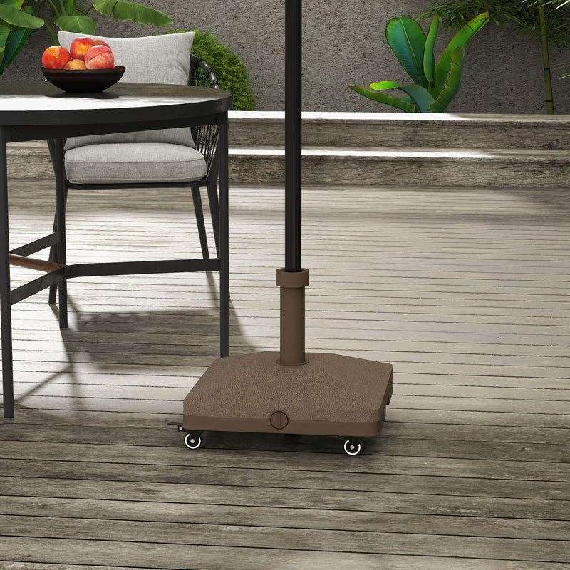 Square Parasol Base, Portable Umbrella Stand with Wheels, Water or Sand Filled, for Φ0.75