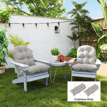 Adirondack Chair Cushions Set of 2 with Ties, Light Grey