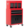 6-Drawer Rolling Tool Chest, 2 in 1 Lockable Storage Cabinet with Hooks, Metal Tool Box for Garage, Workshop