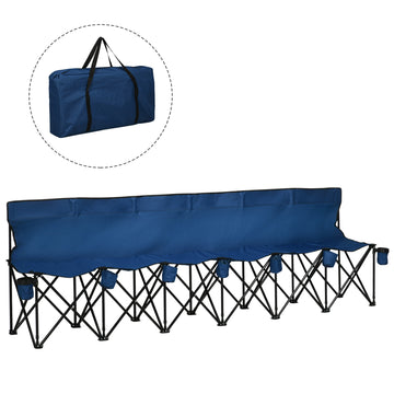 6 Seat Folding Camping Chair with Cup Holder and Carrying Case for Camping, Picnic, Sports Events, Blue
