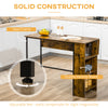 Counter Height Table with Drop Leaf, Extendable Bar Table with Adjustable Storage Shelf, Rustic Brown
