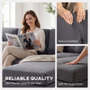 Sectional Sofa with Changeable Chaise Lounge, 3 Seat L-Shaped Sofa, Upholstered Couch for Small Space, Dark Grey