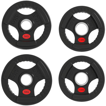 Soozier Weight Plates Set, 2-Inch Barbell Weights Set w/Tri-Grips for Weightlifting and Strength Training, 2 x 6lbs, 2 x 11lbs