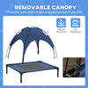 Elevated Cooling Pet Bed Portable Raised Dog Cot with Canopy for Medium Sized Dogs, Dark Blue
